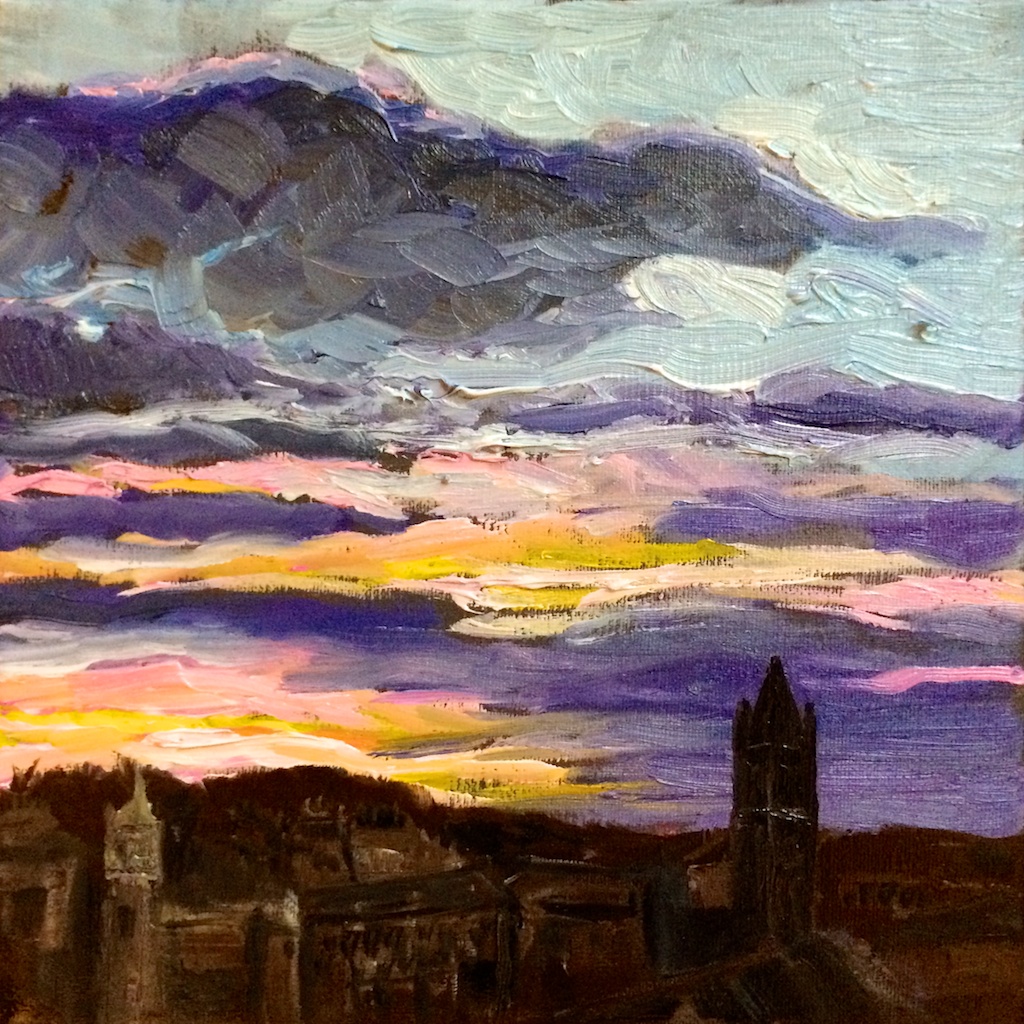 Sunset study, 20x20cm, oil on canvas.