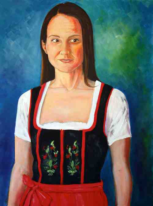 Emily in her Dirndl, original oil painting