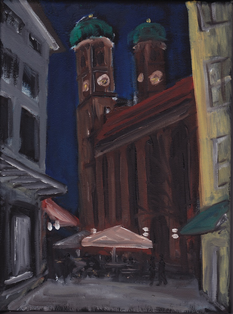 Frauenkirche at Night oil painting study