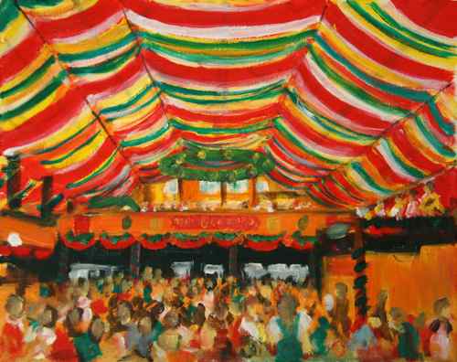 Original Oil Painting Hippodrom Oktoberfest, Munich