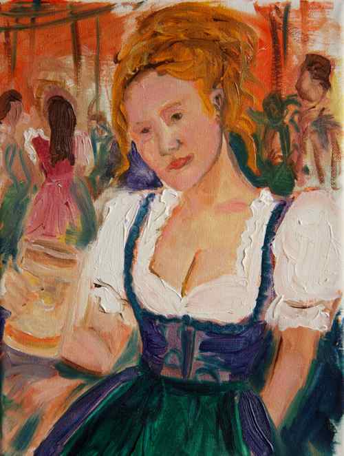 original oil painting: Oktoberfest dirndl