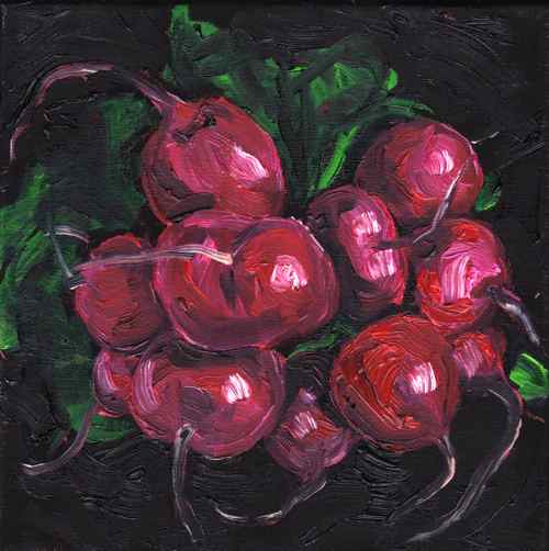 Radishes, original oil painting