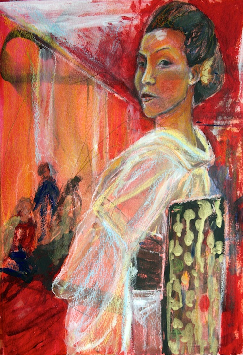 The Dance Recital, London, mixed media on paper