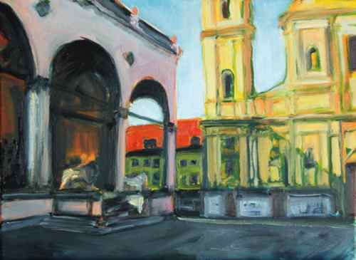 Painting: a sunny morning in Odeonsplatz