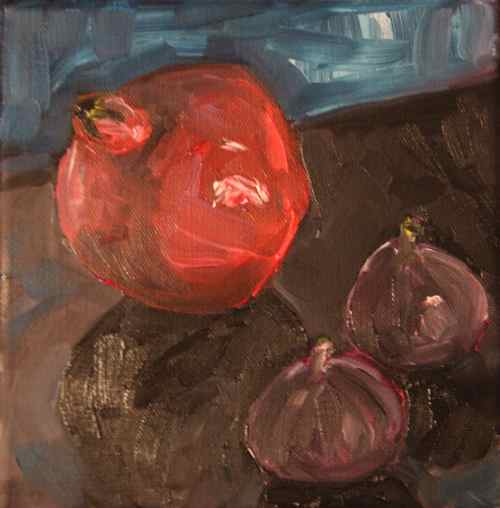 Oil painting: Pomegranate and figs