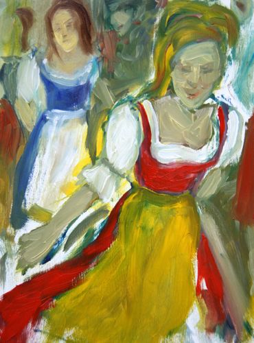 Painting: girls in dirndls