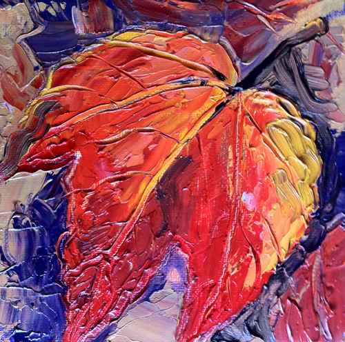 autumn leaf painting with palette knife
